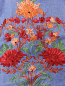 Blue Red Orange Green Aari Embroidered Short Kashmere Kaftan  - K11K066