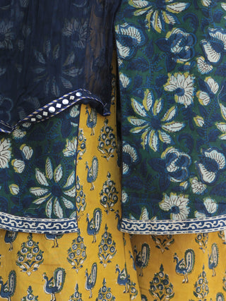 Gul E-Rana - Hand Block Printed Kurta Palazzo Set With Dupatta - SS01F1331