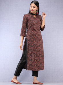 Brown Black Red Ajrakh Hand Block Printed Kurta  - K134F1539