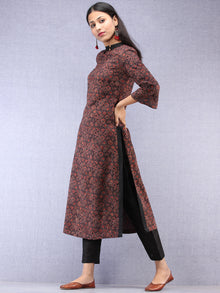 Brown Black Red Ajrakh Hand Block Printed Kurta  - K134F1539