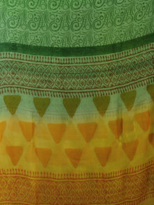 Yellow Orange Green Hand Block Printed Cotton Suit-Salwar Fabric With Chiffon Dupatta (Set of 3) - S16281285