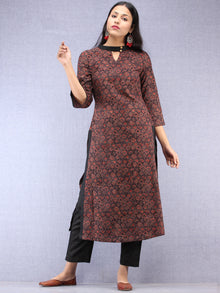 Brown Black Red Ajrakh Hand Block Printed Kurta  - K134F1539