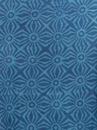 Indigo White Hand Block Printed Cotton Mul Saree With Potli Tassels  - S031703023