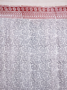 Off-White Maroon Black Bagh Hand Block Printed Maheswari Silk Saree With Resham Border - S031703834