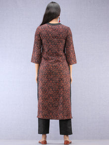 Brown Black Red Ajrakh Hand Block Printed Kurta  - K134F1539