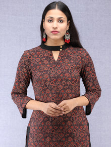 Brown Black Red Ajrakh Hand Block Printed Kurta  - K134F1539
