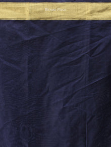 Banarasee Semi Silk Saree With Zari Border - Navy Blue Gold  - S031704384