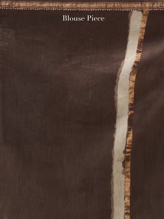 Kashish Ivory Maheshwari Silk Hand Block Printed Saree With Zari Border - S031704487