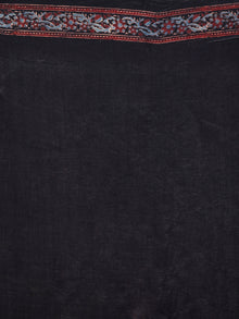 Black Beige Rust Blue Ajrakh Hand Block Printed Modal Silk Saree in Natural Colors - S031703702