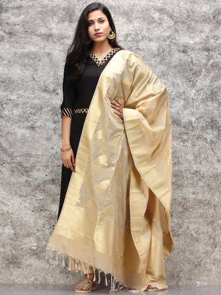 Banarasi Kanni Silk Dupatta With Zari Work - Beige & Gold - D04170888