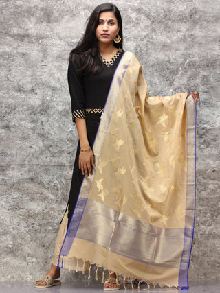 Banarasi Kanni Silk Dupatta With Zari Work - Beige & Gold - D04170889