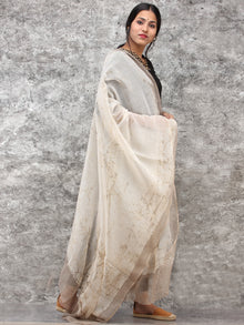 White Kashish Kota Silk Hand Block Printed Dupatta - D04170786