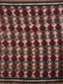 Brown Red Hand Block Printed Dyed in Natural Vegetable Colors Chanderi Saree With Geecha Border - S03170152
