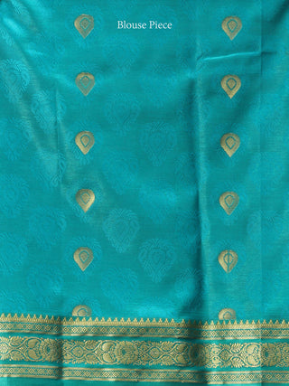 Banarasee Art Silk Saree With Resham Zari Weave - Pink Green & Gold - S031704389