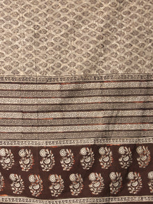 Beige Black Brown Cotton Hand Block Printed Dupatta  - D04170404