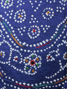 Indigo Mustard White Hand Tie & Dye Bandhej Suit Salwar Dupatta (Set of 3) With Hand Embroidery & Mirror Work - S16281248