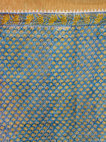 Ivory Blue Mustard Chanderi Silk Hand Block Printed Saree With Geecha Border - S031703989