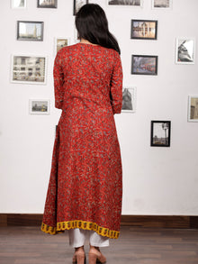 Red Yellow Black Indigo Ajrakh Hand Block Printed Kurta in Natural Colors - K120F1658