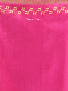Pink Yellow Hand Block Printed Chanderi Saree With Geecha Border - S031704516