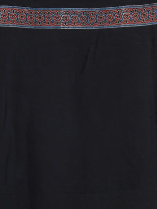 Indigo Red Black Ajrakh Hand Block Printed Modal Silk Saree - S031704138