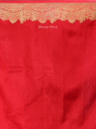 Banarasee Pure Katan Silk Handloom Saree With Zari Work - Green & Gold - S031704297