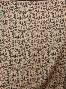 Beige Red Block Printed Dyed in Natural Vegetable Colors Chanderi Saree - S03170157