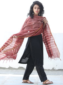 Rosewood Pink Chanderi Hand Block Printed Dupatta - D04170456