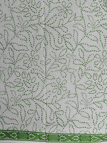 White Green Hand Block Printed Cotton Suit-Salwar Fabric With Chiffon Dupatta (Set of 3) - S16281287
