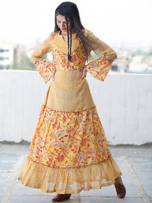 Minimalistic Moods  -  Hand Block Printed Long Chanderi Silk Dress  - D356F1914
