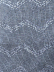 Grey White Shibori Kota Silk Hand Block Printed Dupatta - D04170638