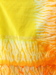 Kota Doria Tie & Die Dupatta  With Zari Border - Yellow & Orange - D04170902