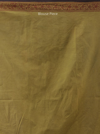 Olive Green Black Bagh Printed Maheshwari Cotton Saree - S031704241