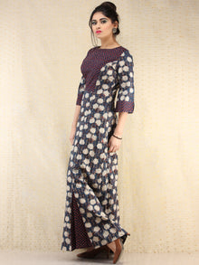 Gulnaz - Hand Block Printed Long Cotton Panel Dress  - D387F2063