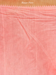 Peach White Shibori Chanderi Silk Hand Block Printed Saree With Geecha Border - S031703990