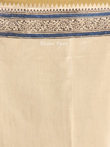 Ivory Black Hand Block Printed Chanderi Saree With Geecha Border - S031704518