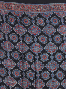 Black Indigo Red Ajrakh Hand Block Printed Modal Silk Saree - S031704124