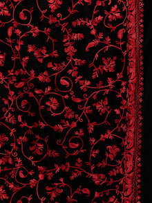 Black Aari Embroidered Georgette Saree From Kashmir - S031704633
