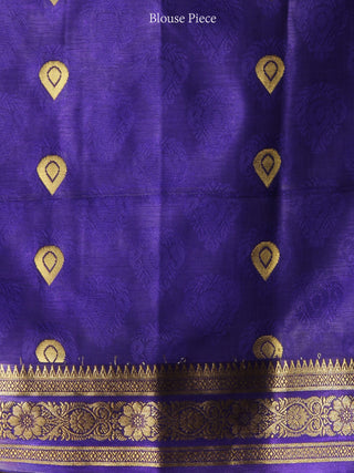 Banarasee Art Silk Saree With Resham Zari Weave - Sea Green Purple & Gold - S031704386