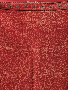 Crimson Red Indigo Black Ajrakh Hand Block Printed Modal Silk Saree - S031704228
