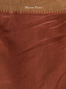 Light Brown Ivory Chanderi Hand Block Printed Saree With Geecha Border - S031704489