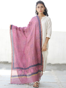 Onion Pink Indigo Chanderi Hand Block Printed Dupatta - D04170547
