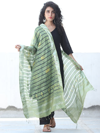 Pista Green Chanderi Hand Block Printed Dupatta - D04170458