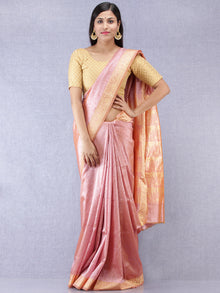 Banarasee Semi Silk Self Weave Saree With Resham Border - Dual Tone Lilac & Pink - S031704318