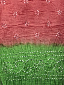 Pastel Green Red White Hand Tie & Dye Bandhej Suit Salwar Dupatta (Set of 3) With Hand Embroidery & Mirror Work - S16281250