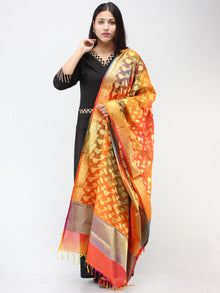 Banarasi Semi Georgette Dupatta With Zari Work -  Orange & Gold  - D04170903