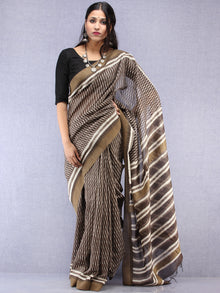 Kashish White Hand Block Printed Chanderi Saree With Geecha Border - S031704517
