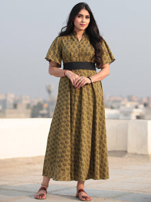 Paisely - Bagh Hand Block Printed Ruffle Sleeve Midi Dress D463F2067