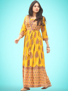 Motif Saga - Hand Block Printed Long Angrakha Dress  - D338F2057
