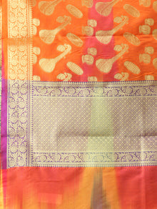 Banarasi Semi Georgette Dupatta With Zari Work -  Orange & Gold  - D04170903