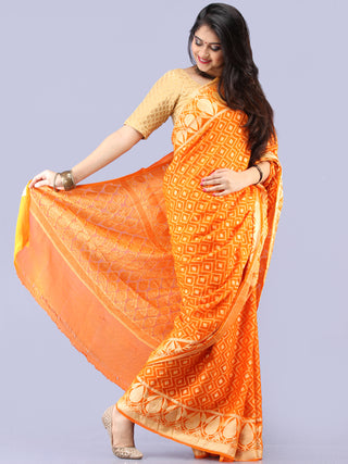 Banarasee Pure Chiffon Saree With Zari Work - Orange Gold - S031704299